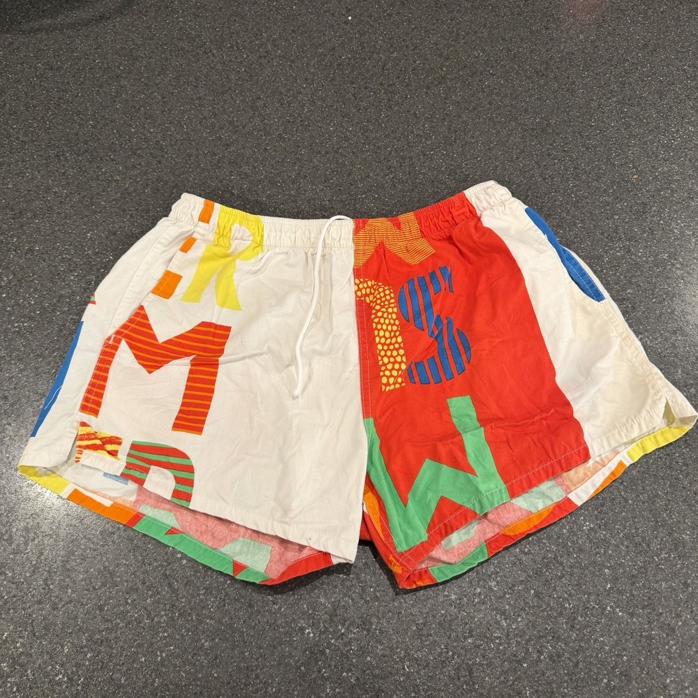 Vintage Jams World Swim Trunks Spellout Large Colorful